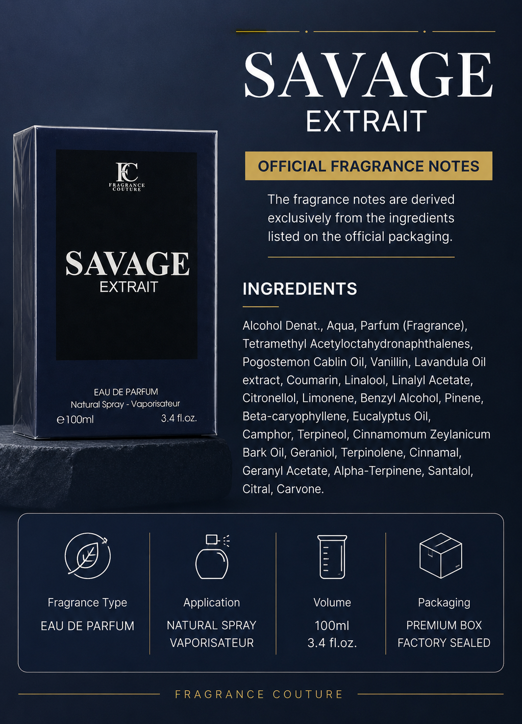 Savage Extrait Eau de Parfum for Men – 100ml (3.4 fl oz) | Long-Lasting Masculine Fragrance