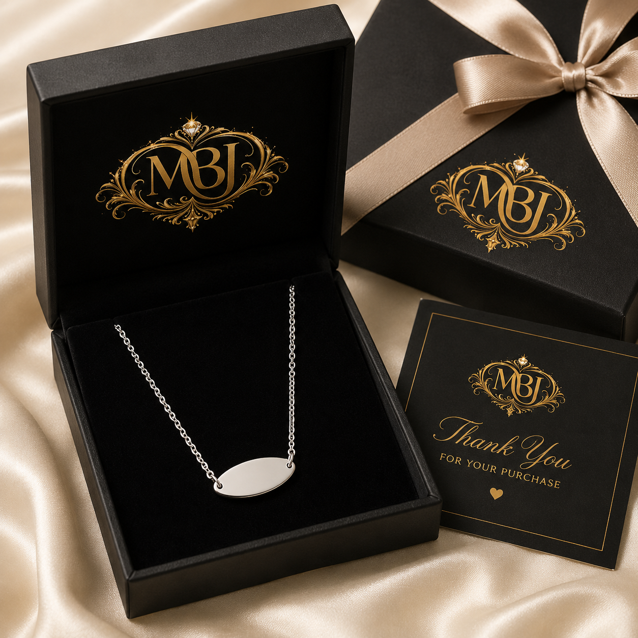 Silver Oval Blank Necklace