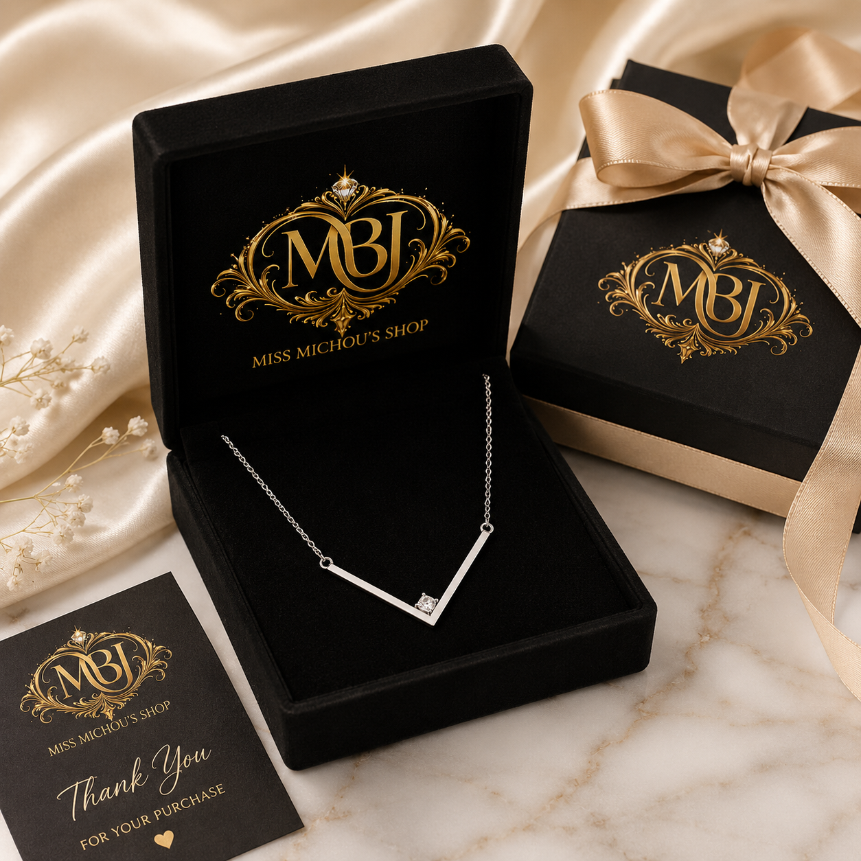 Silver V-Shaped Pendant Necklace