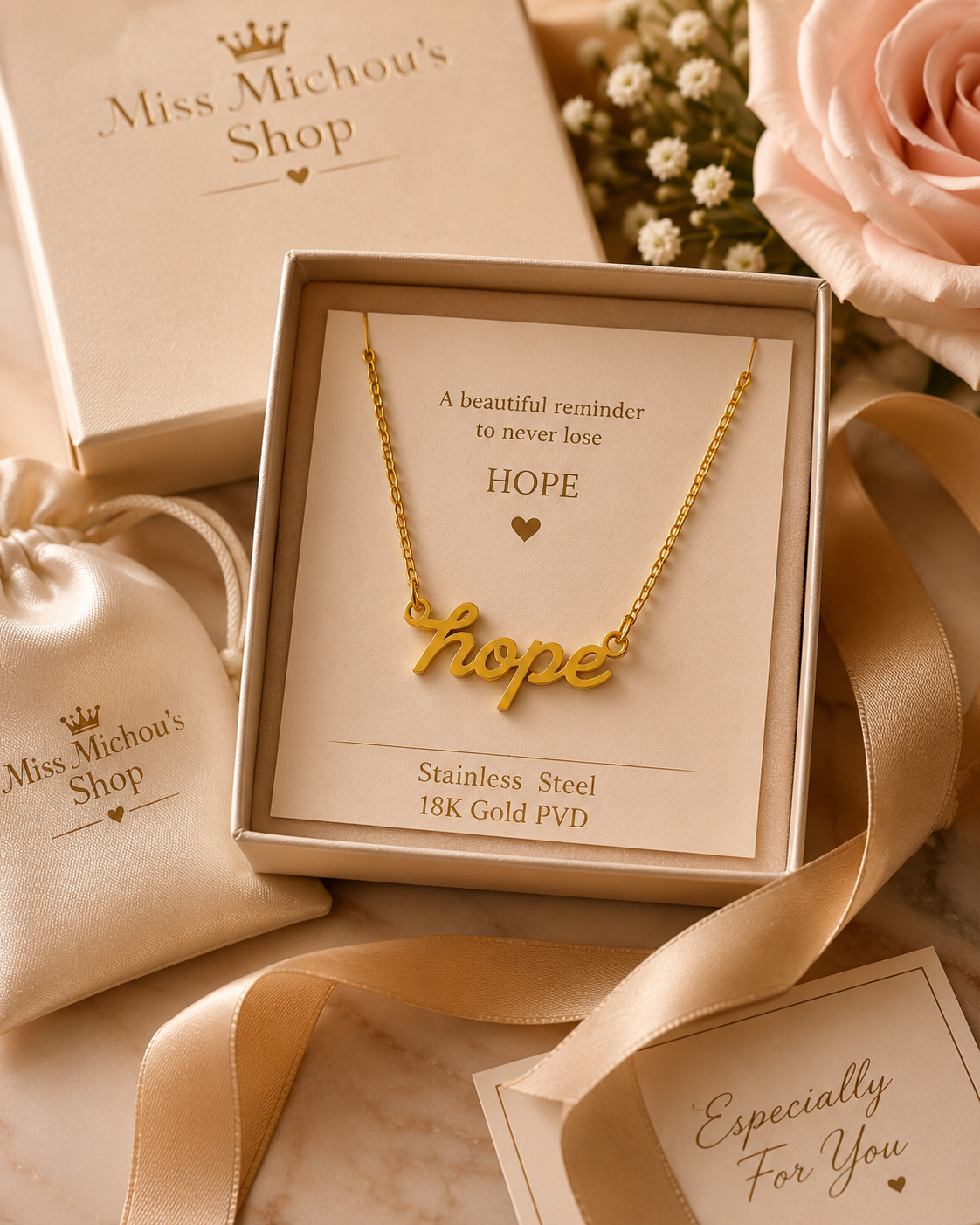 Hope Gold Stainless Steel Necklace for Women | Miss Michou’s Shop