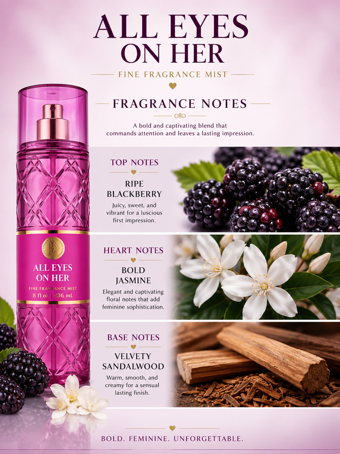 All Eyes On Her Fine Fragrance Mist – Blackberry Jasmine Body Spray 236ml