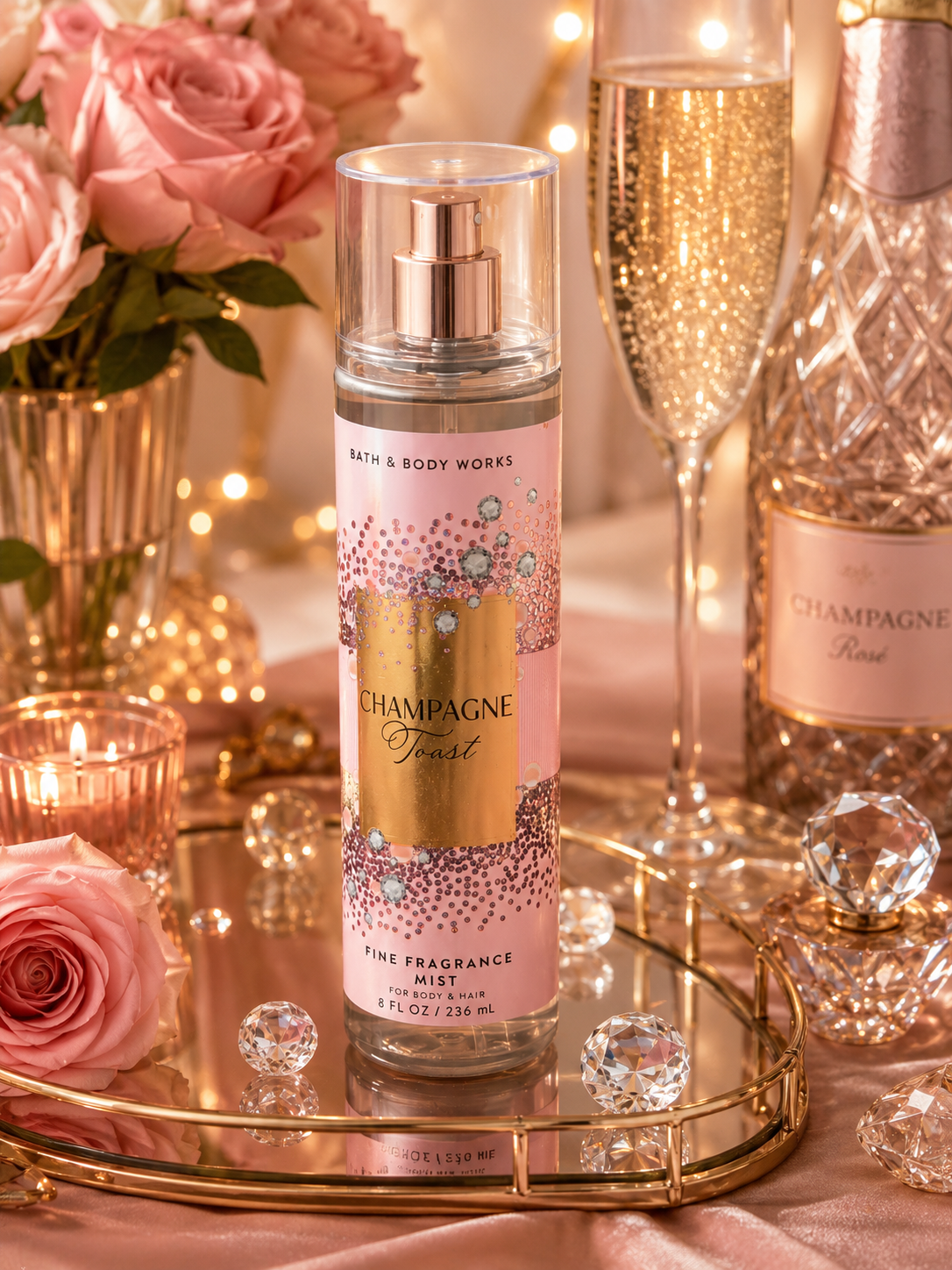 Bath & Body Works Champagne Toast Fine Fragrance Mist – Sparkling Fruity Body Spray for Women (8 fl oz / 236 mL)