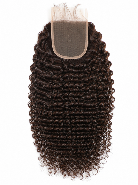 16" Deep Curly HD Lace Closure Wig – 100% Human Hair | Natural Brown | Miss Michou's Shop