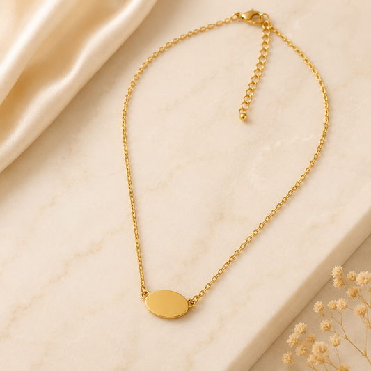 Gold Oval Blank Necklace