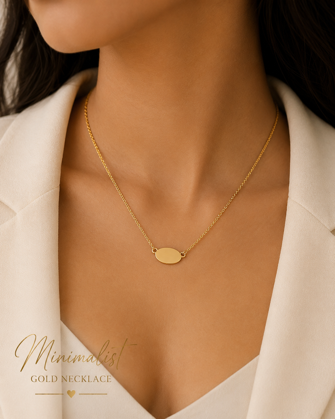 Gold Oval Blank Necklace