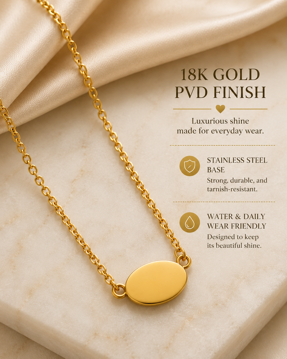 Gold Oval Blank Necklace