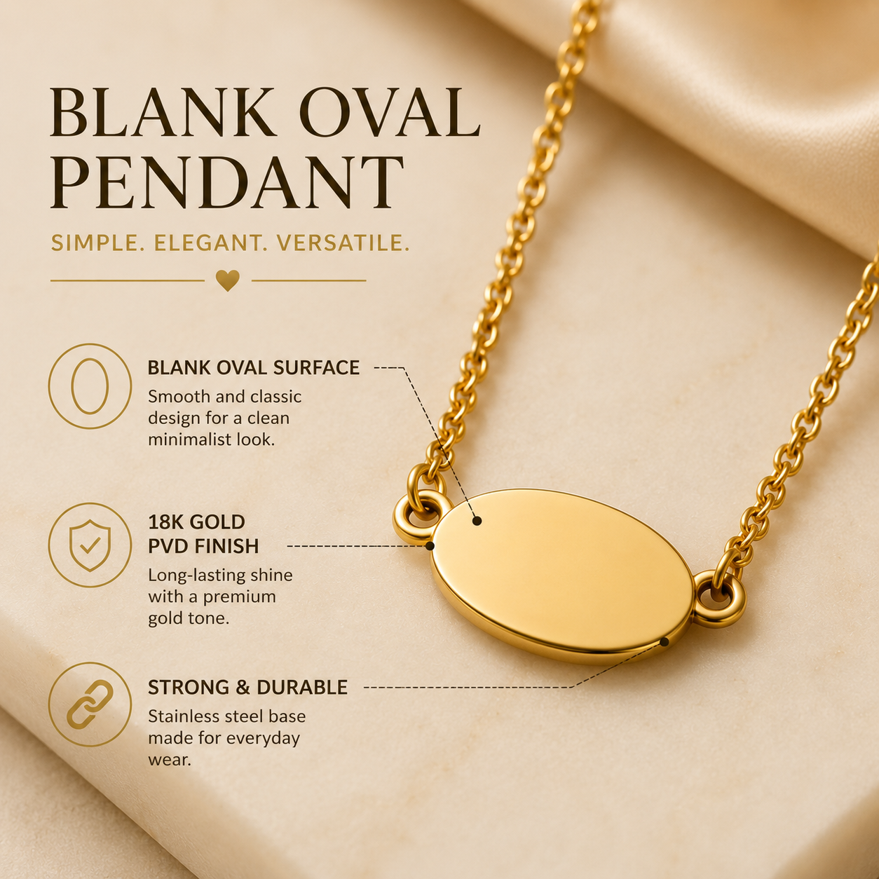 Gold Oval Blank Necklace