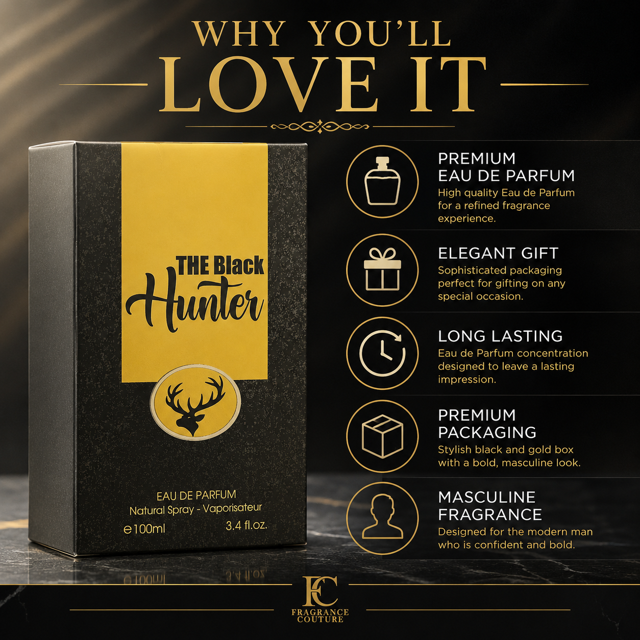 The Black Hunter Eau de Parfum for Men 100mL | Fragrance Couture