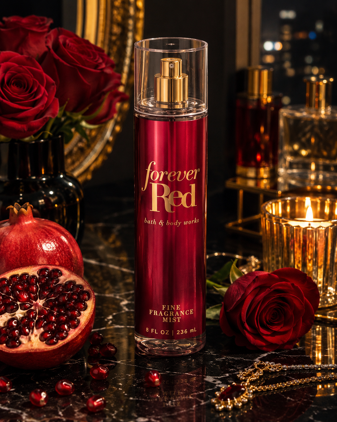 Forever Red Fine Fragrance Mist – Pomegranate, Peony & Vanilla Rum Body Spray 236ml