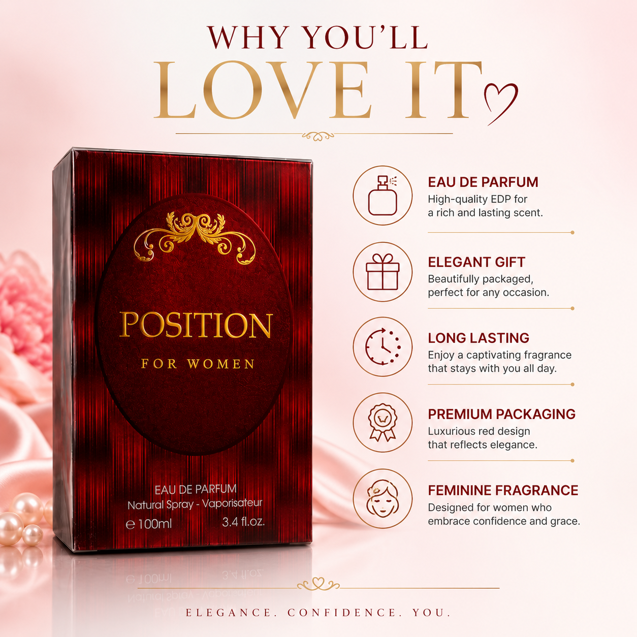 Position For Women Eau de Parfum Spray – 100 mL (3.4 fl oz)