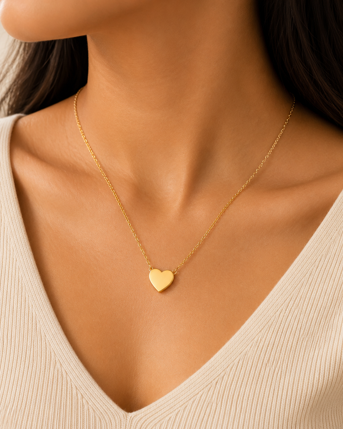 Gold Blank Heart Necklace