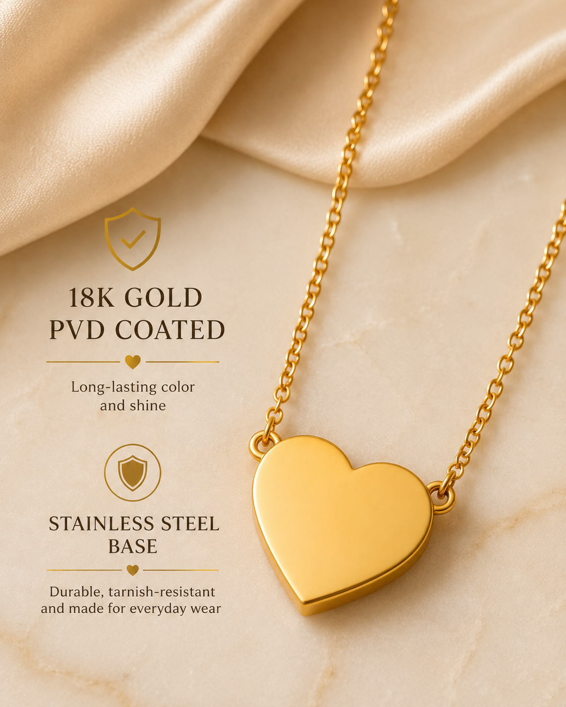 Gold Blank Heart Necklace
