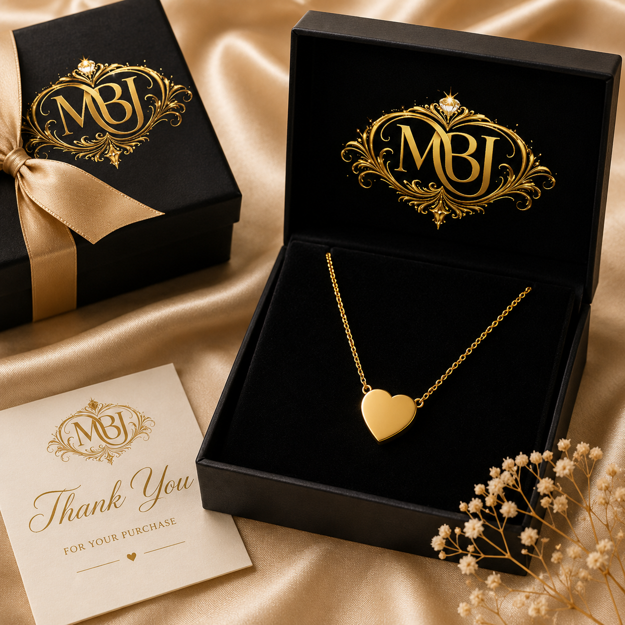 Gold Blank Heart Necklace