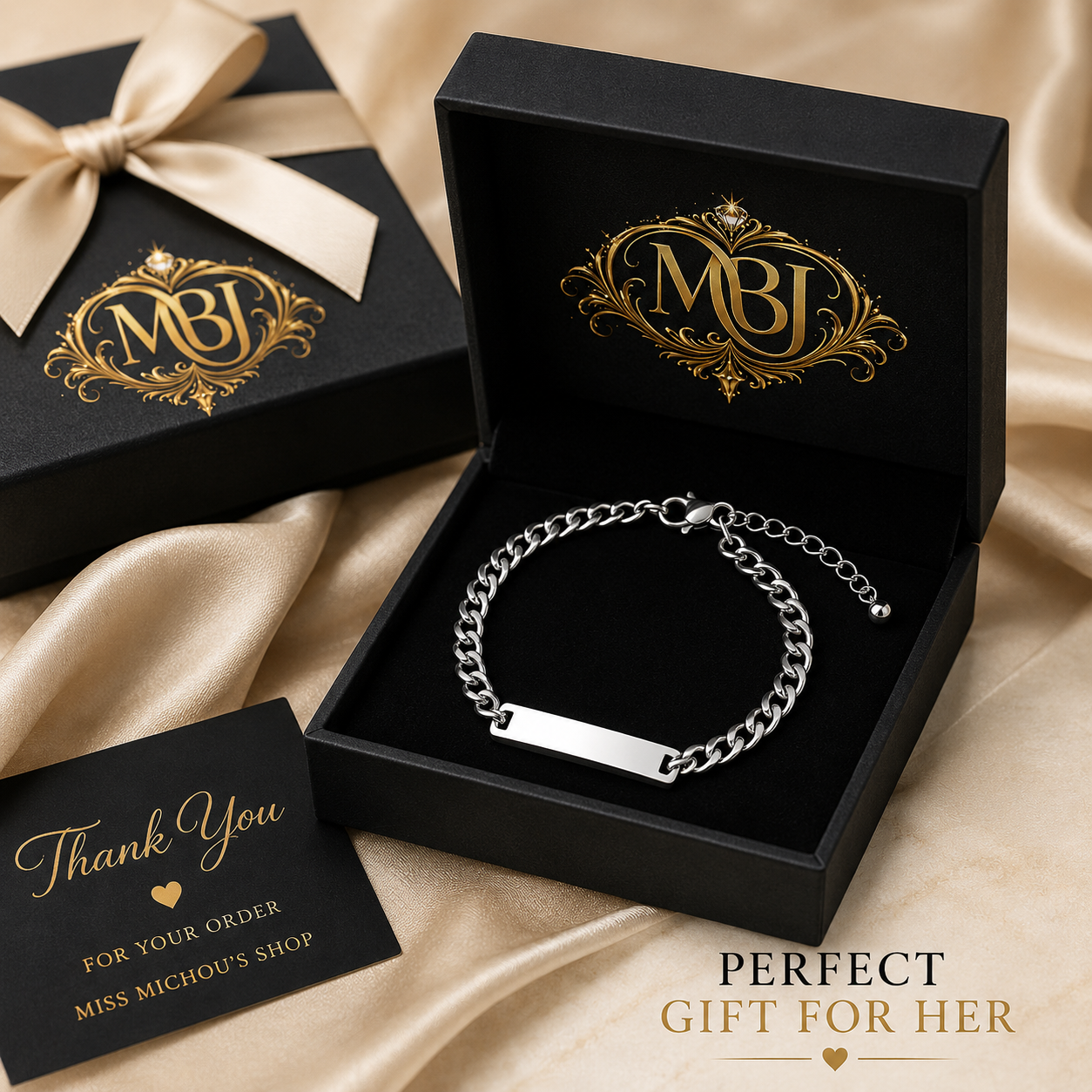 Silver Engravable Curb Chain Bar Bracelet