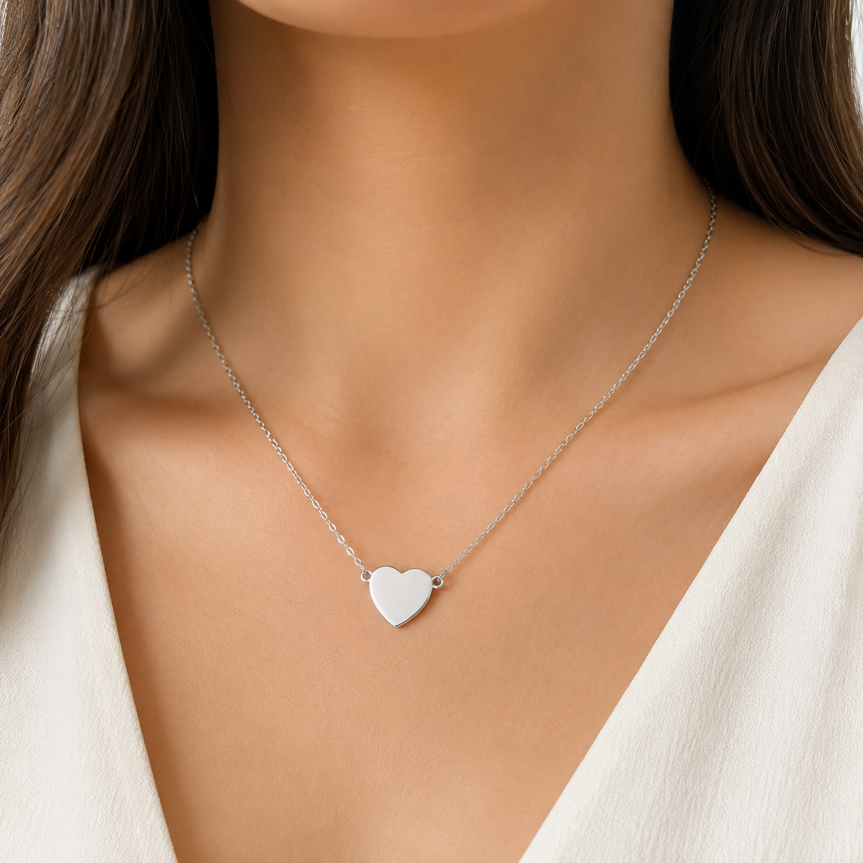 Silver Blank Heart Necklace