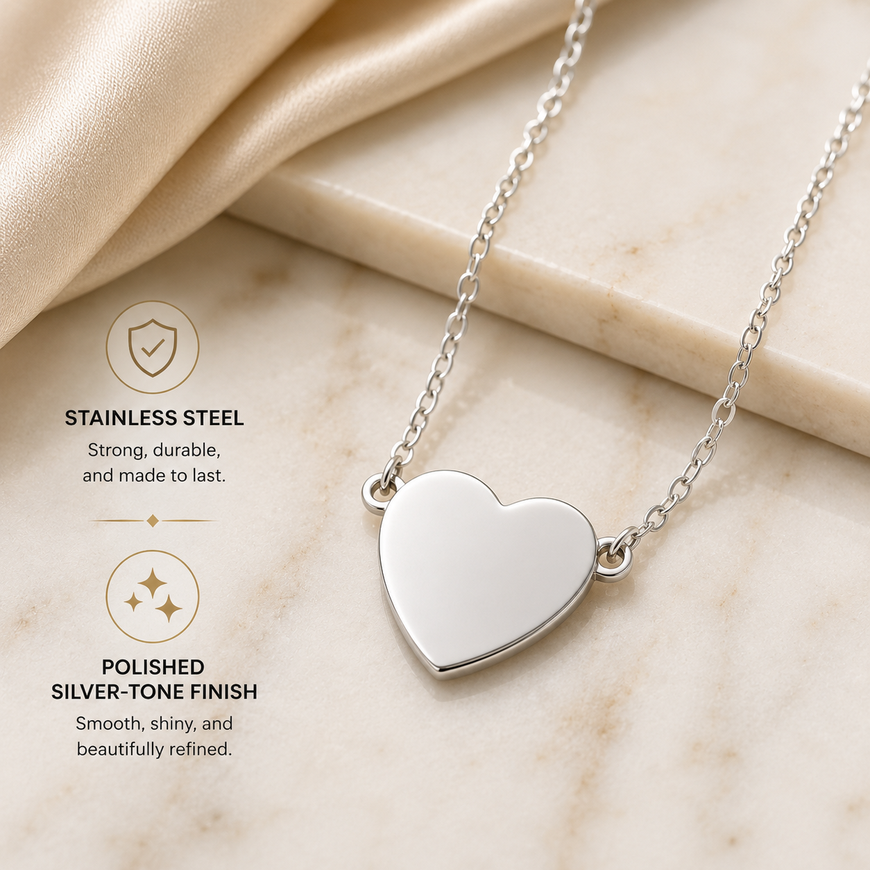 Silver Blank Heart Necklace