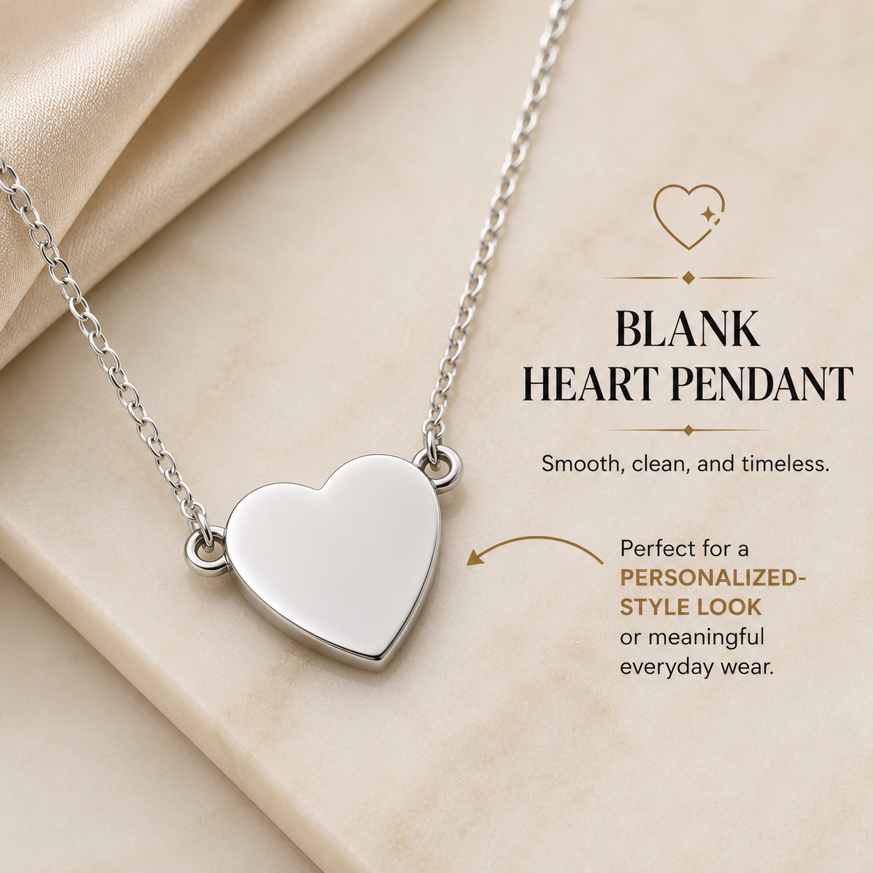 Silver Blank Heart Necklace