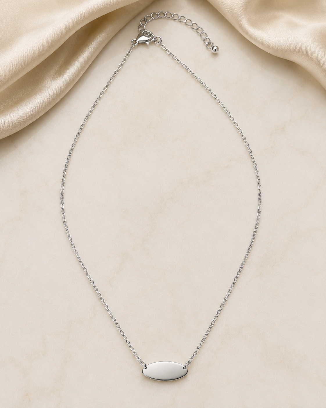 Silver Oval Blank Necklace