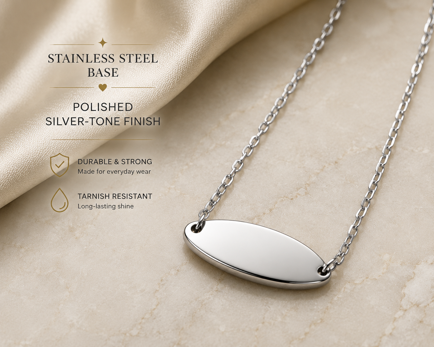 Silver Oval Blank Necklace