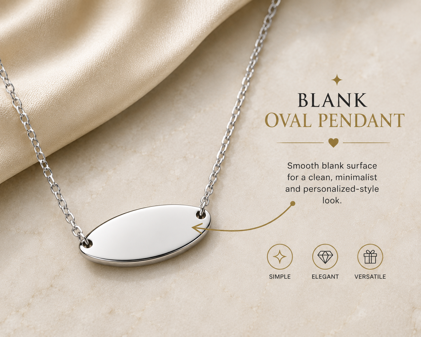 Silver Oval Blank Necklace
