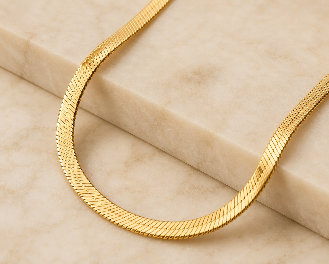 Gold Herringbone Stainless Steel Chain Necklace | Miss Michou’s Shop