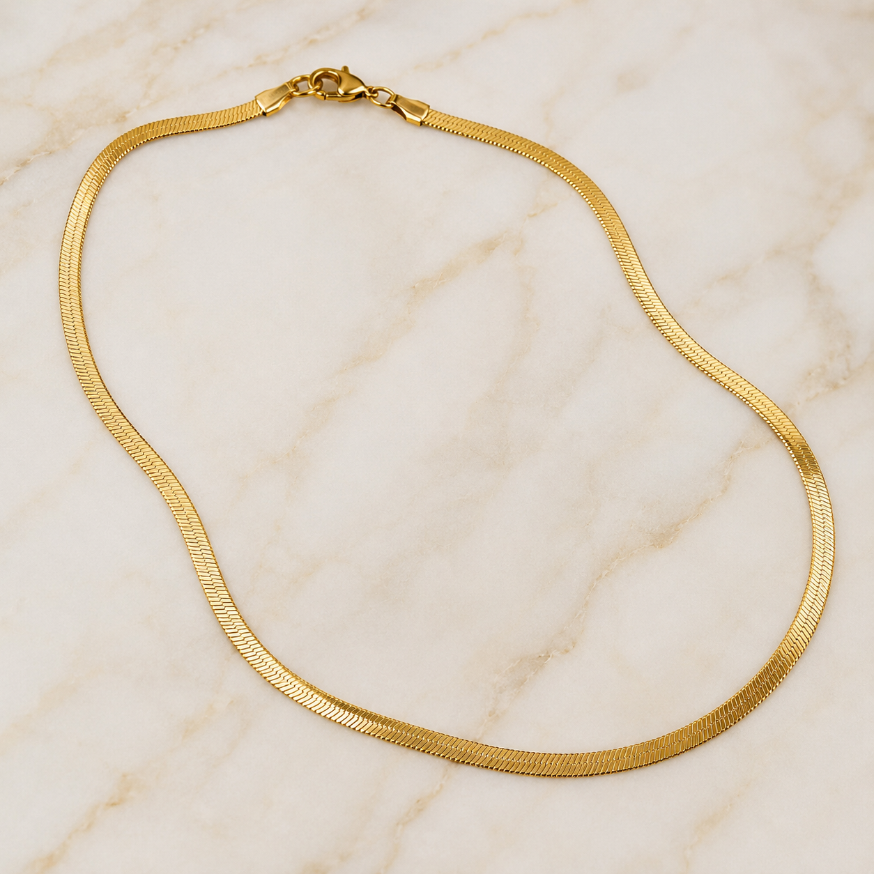 Gold Herringbone Stainless Steel Chain Necklace | Miss Michou’s Shop