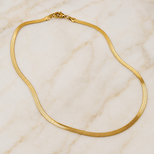 Gold Herringbone Stainless Steel Chain Necklace | Miss Michou’s Shop
