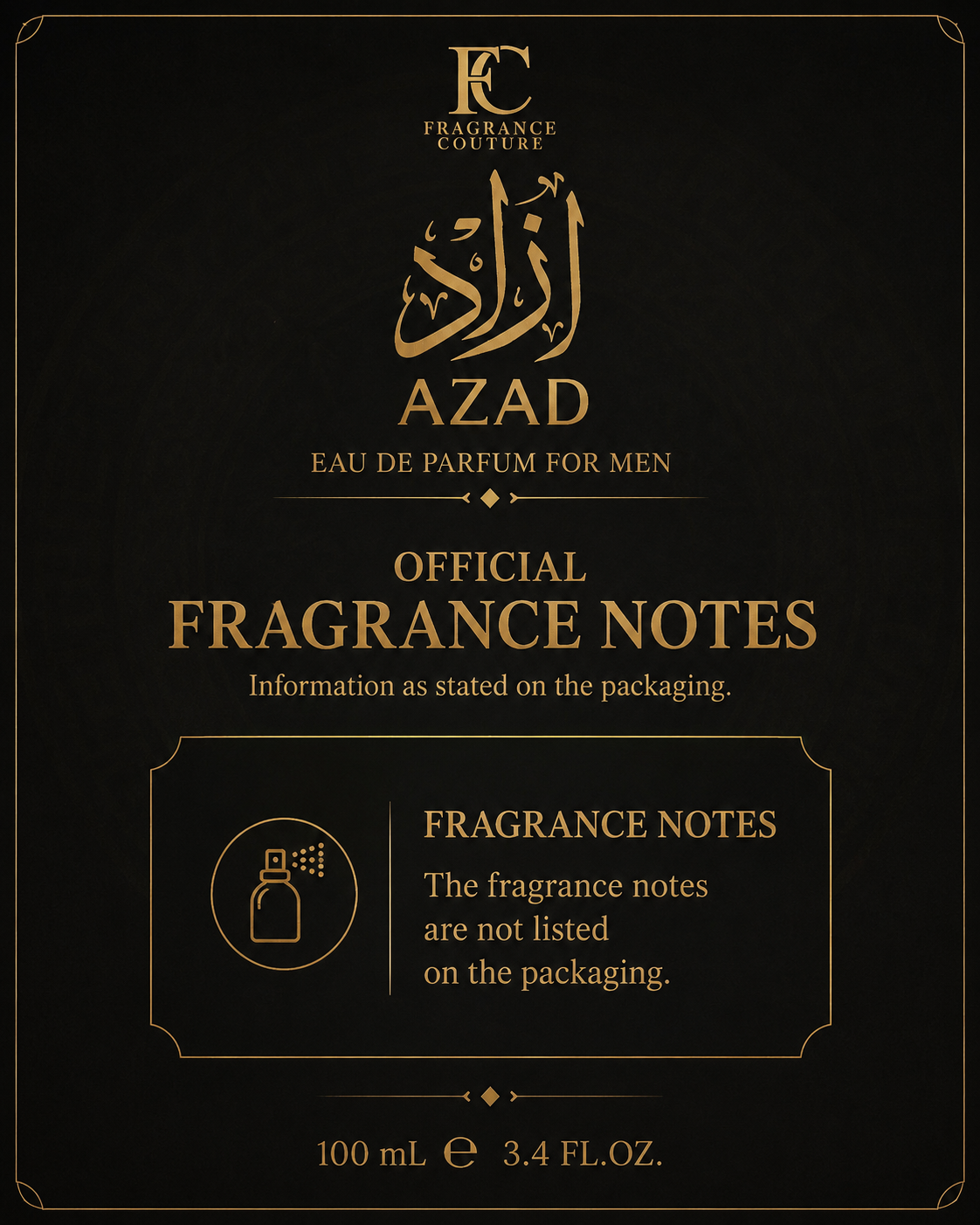 Fragrance Couture AZAD Eau de Parfum for Men – 100 mL (3.4 fl oz)