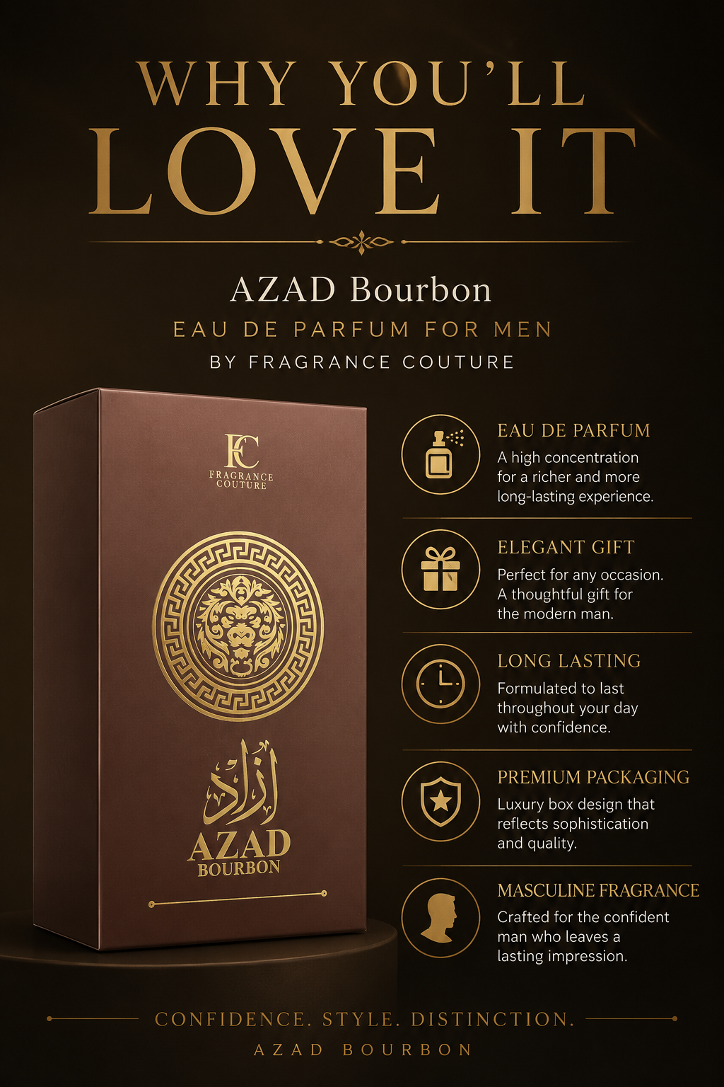 AZAD Bourbon Eau de Parfum for Men – 100 mL (3.4 fl oz) | Fragrance Couture