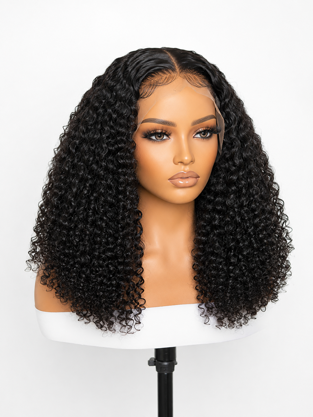 12" Deep Curly Lace Wig – 100% Human Hair Natural Black | Miss Michou's Shop