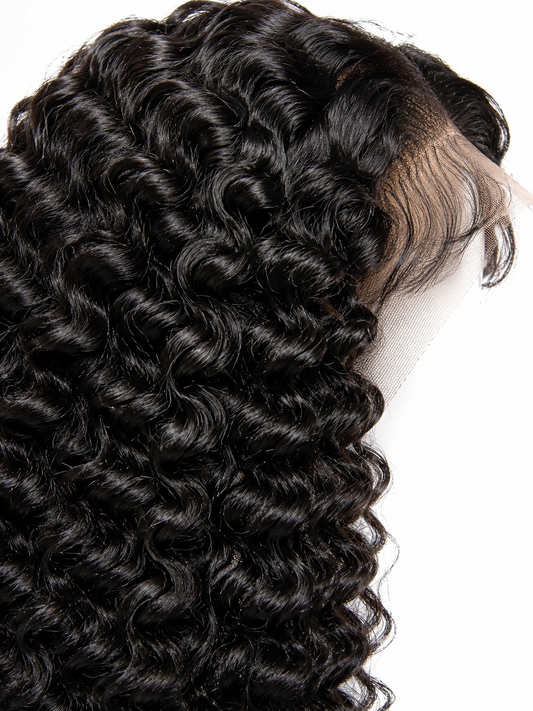 12" Deep Curly Lace Wig – 100% Human Hair Natural Black | Miss Michou's Shop