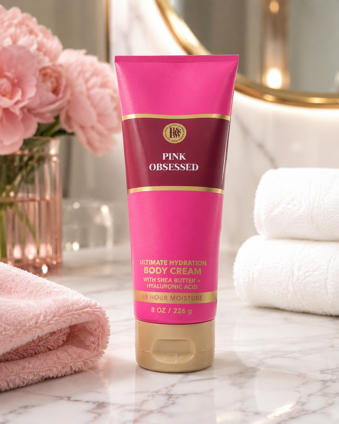 Bath & Body Works Pink Obsessed Ultimate Hydration Body Cream with Shea Butter & Hyaluronic Acid – 8 oz (226 g)