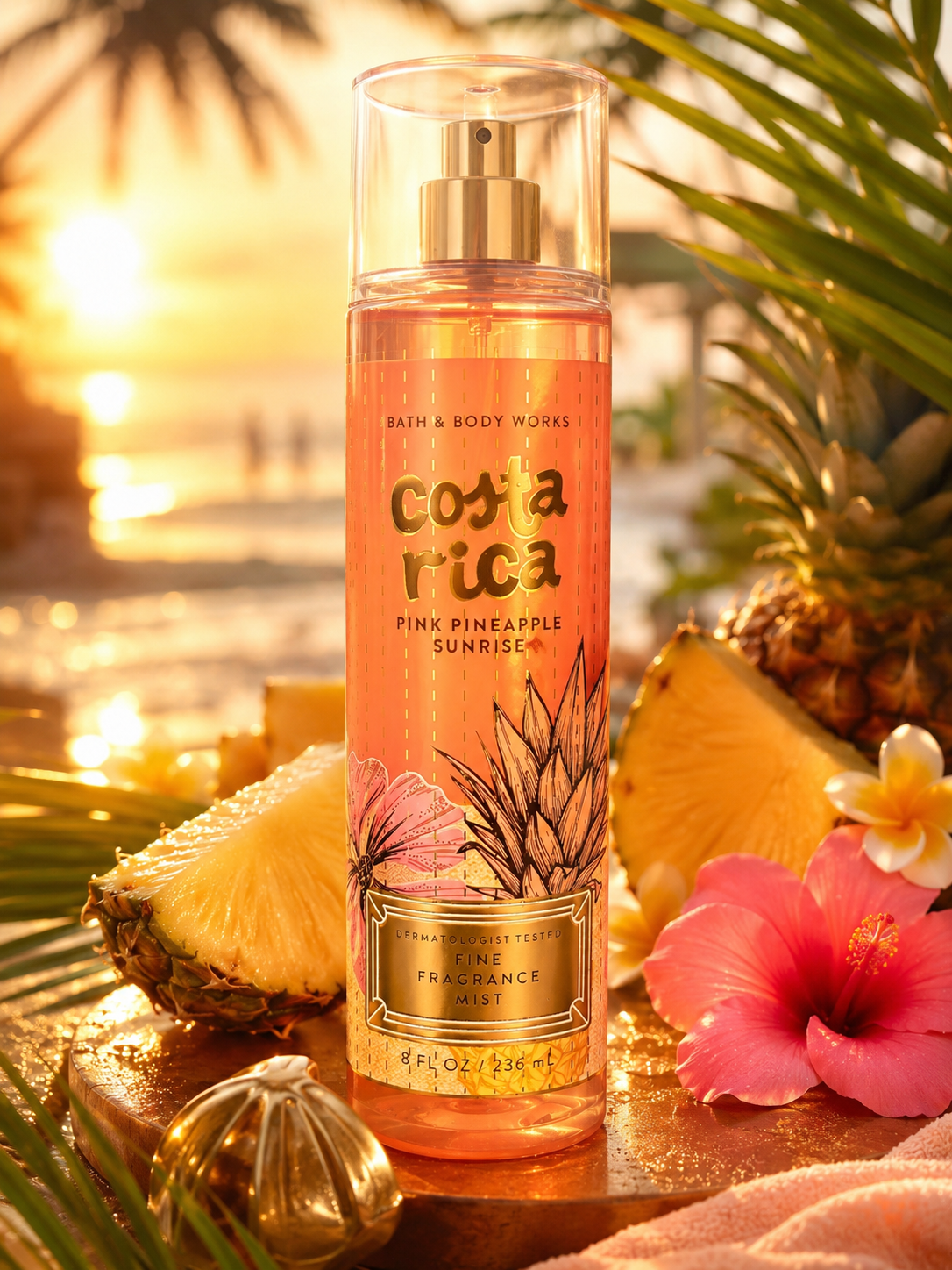 Costa Rica Pink Pineapple Sunrise Fine Fragrance Mist – Tropical Pineapple Body Spray 236ml