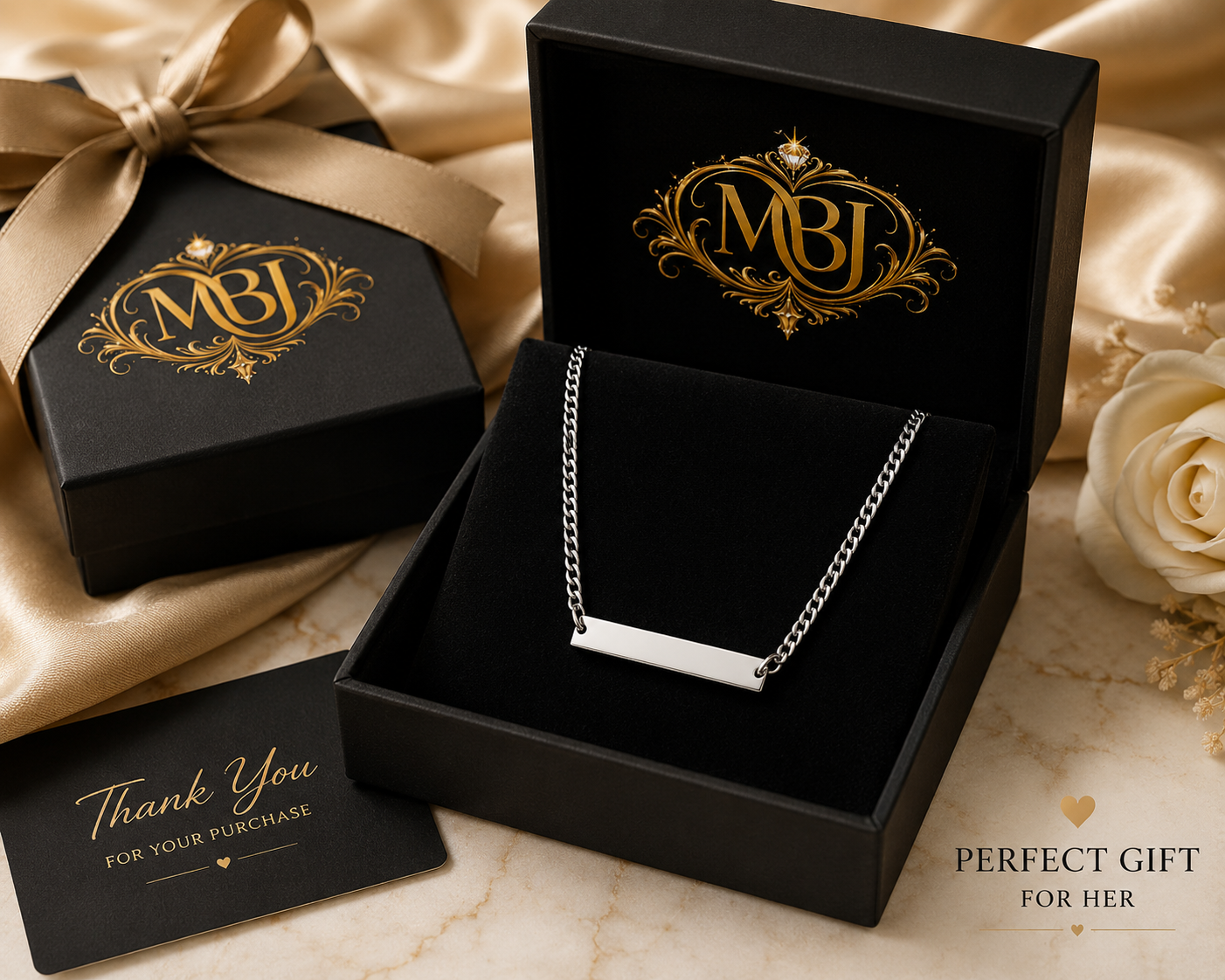Silver Engravable Curb Chain Bar Necklace