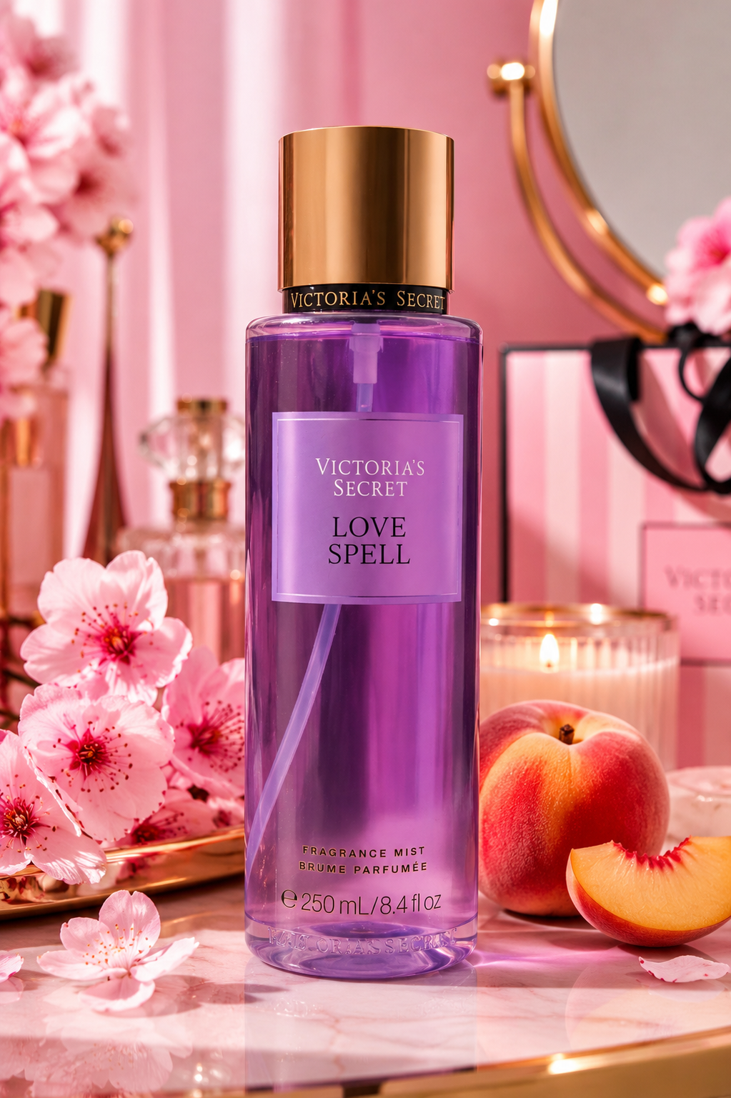 Victoria's Secret Love Spell Fragrance Mist 250 mL | Cherry Blossom & Fresh Peach Body Mist